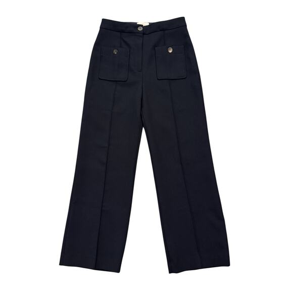 SEZANE High Rise Navy Blue Marine EMILIO TROUSERS Pants Ankle Wool 36 US Size 4 - Picture 3 of 12